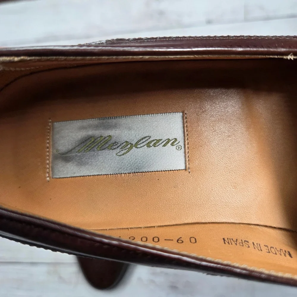 Mezlan Wingtip Tassel Loafers Dress Shoes Mens 9M Dark Brown Leather Spain